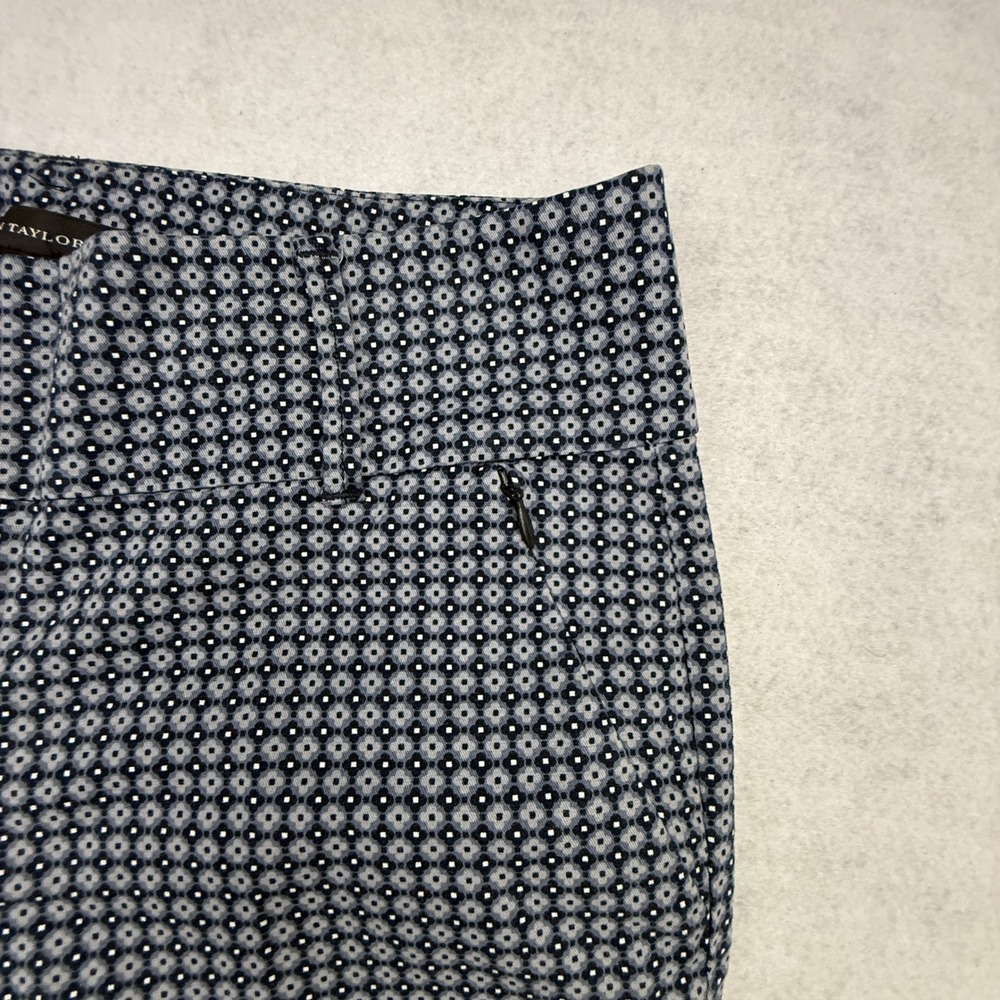 Ann Taylor Dress Pants Women 0 Navy Blue Pockets Geometric Career Ankle Cropped - Picture 13 of 13